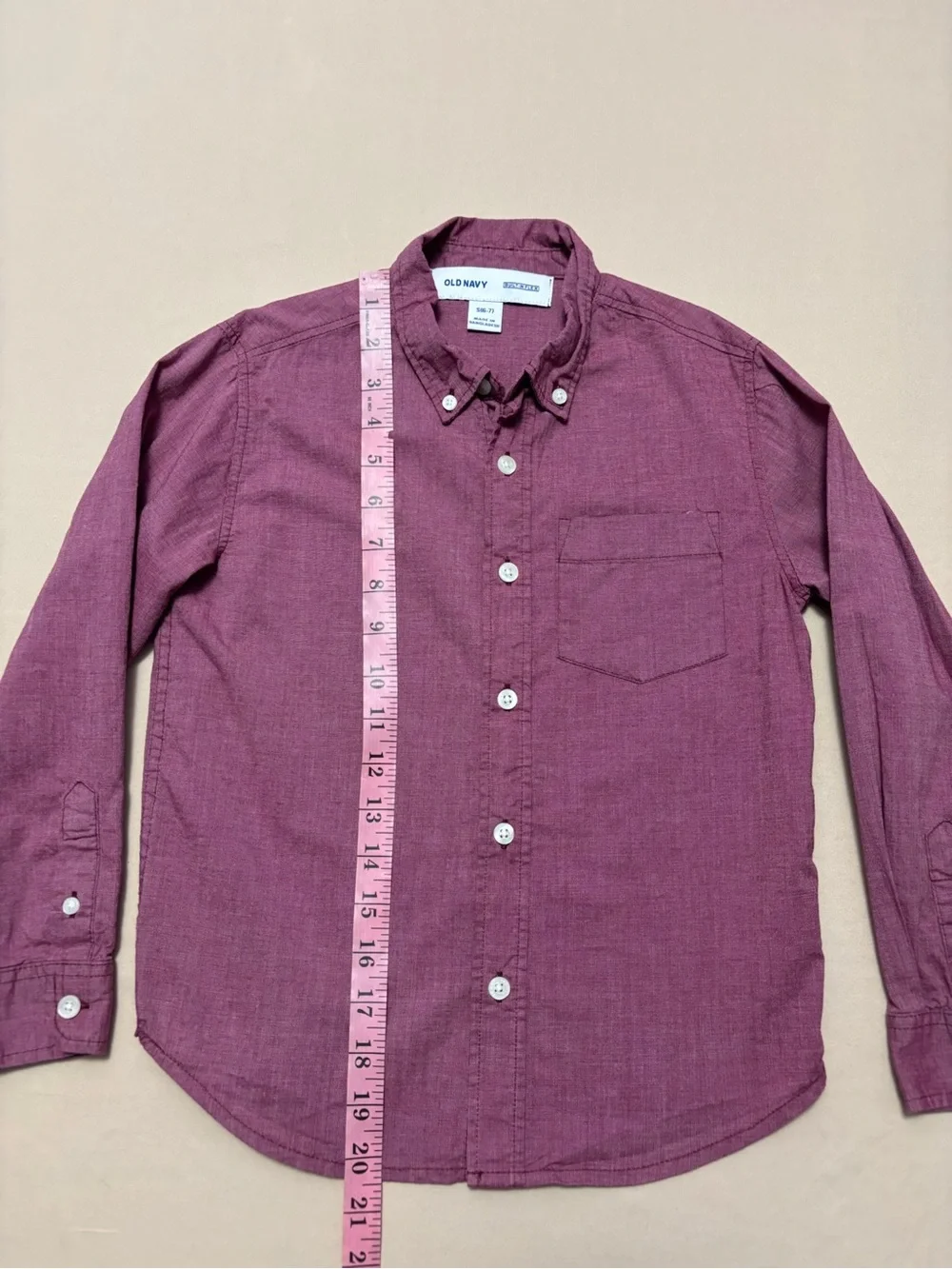 Old Navy Boys Burgundy Long Sleeve Button-Down Shirt Size Small 6-7